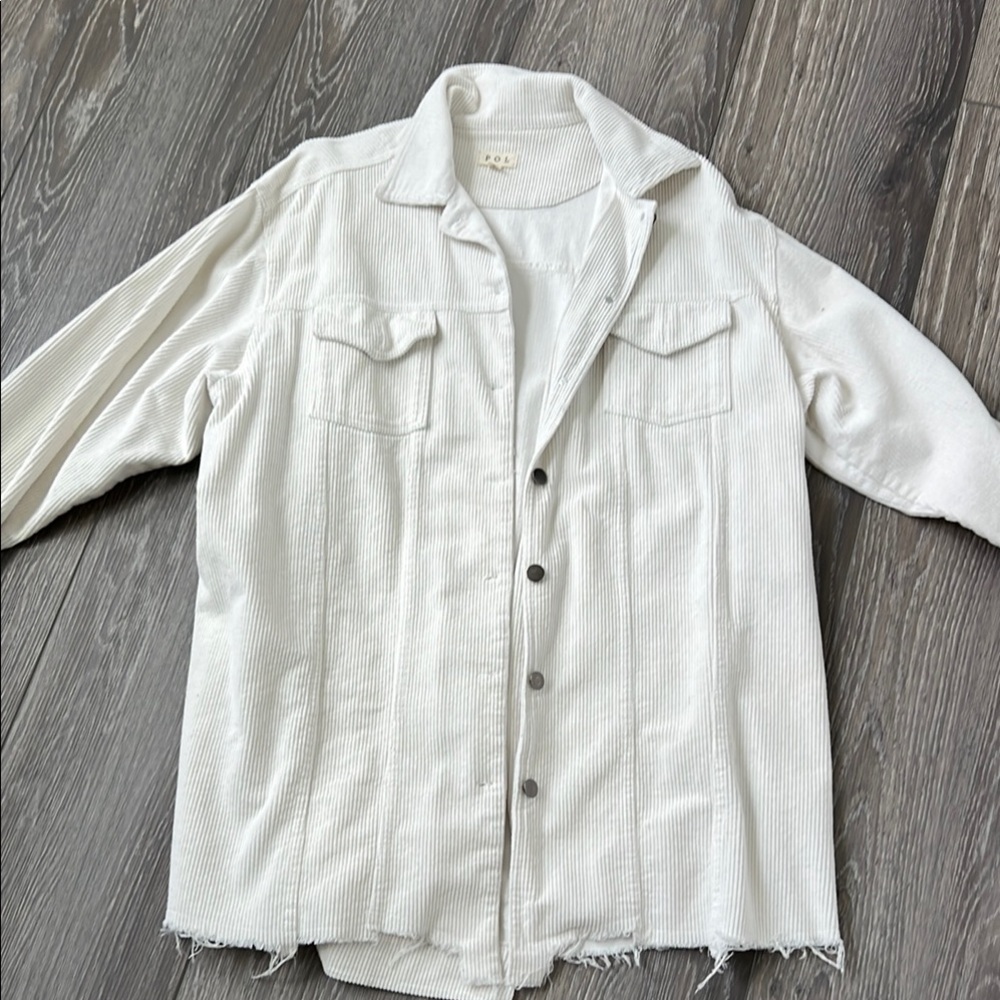 POL Cream Corduroy Shirt with Pockets